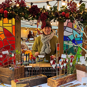 Annie from Blacksculpt; Made in Shropshire Christmas Market in Shrewsbury Square